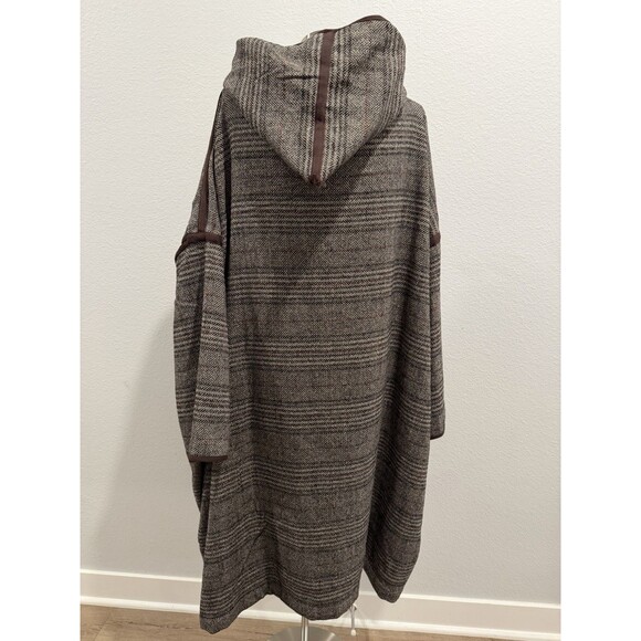 BEULAH Style Women Cotton-Blend Open Front Hooded Coat Brown One Size - Picture 7 of 14